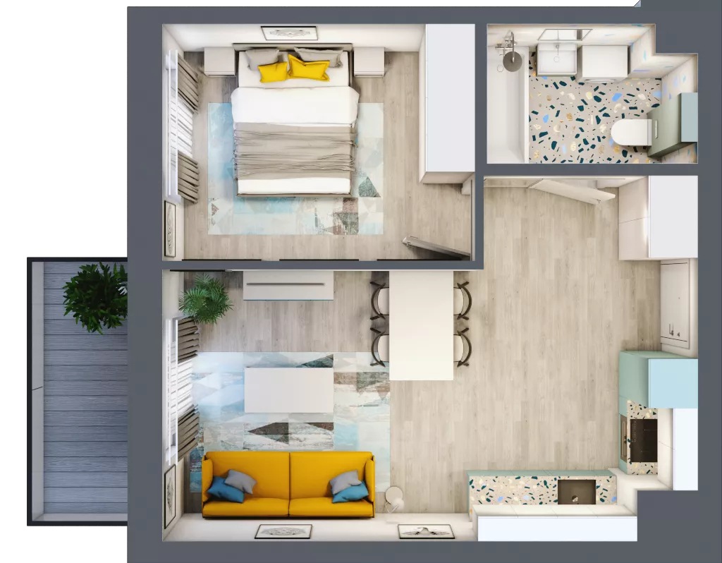 2 pokoje, mieszkanie 39,32 m², piętro 2, oferta nr 02.MB11, Artepolis, Łódź, Polesie, Stare Polesie, ul. Kasprzaka 1
