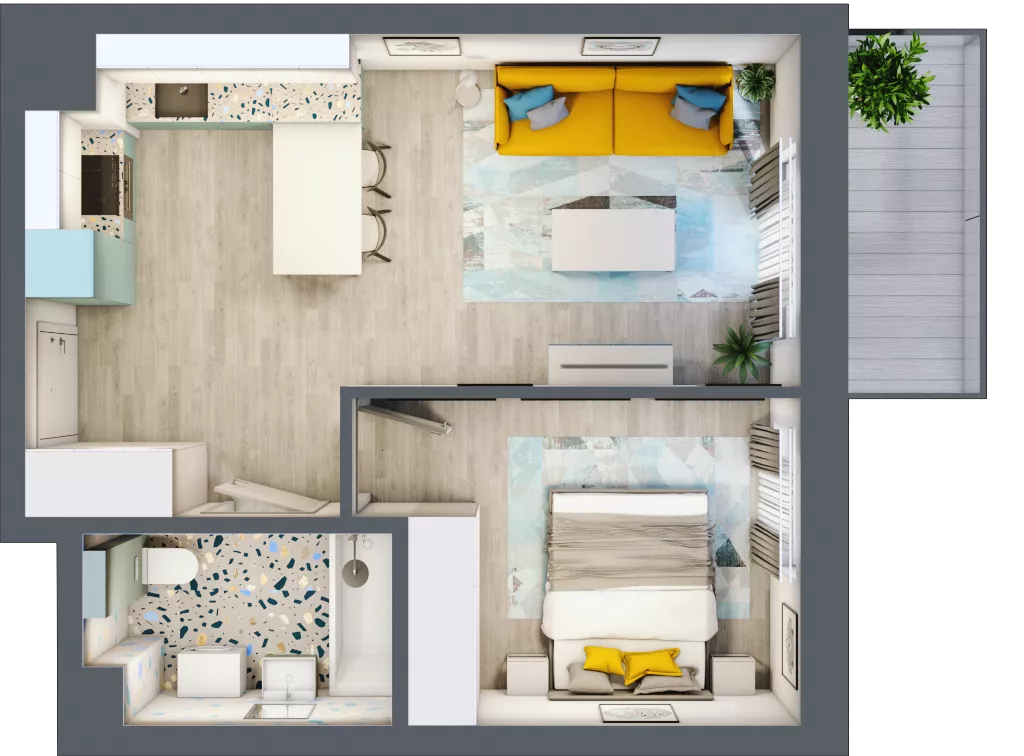 2 pokoje, mieszkanie 39,30 m², piętro 3, oferta nr 03.MB83, Artepolis, Łódź, Polesie, Stare Polesie, ul. Kasprzaka 1
