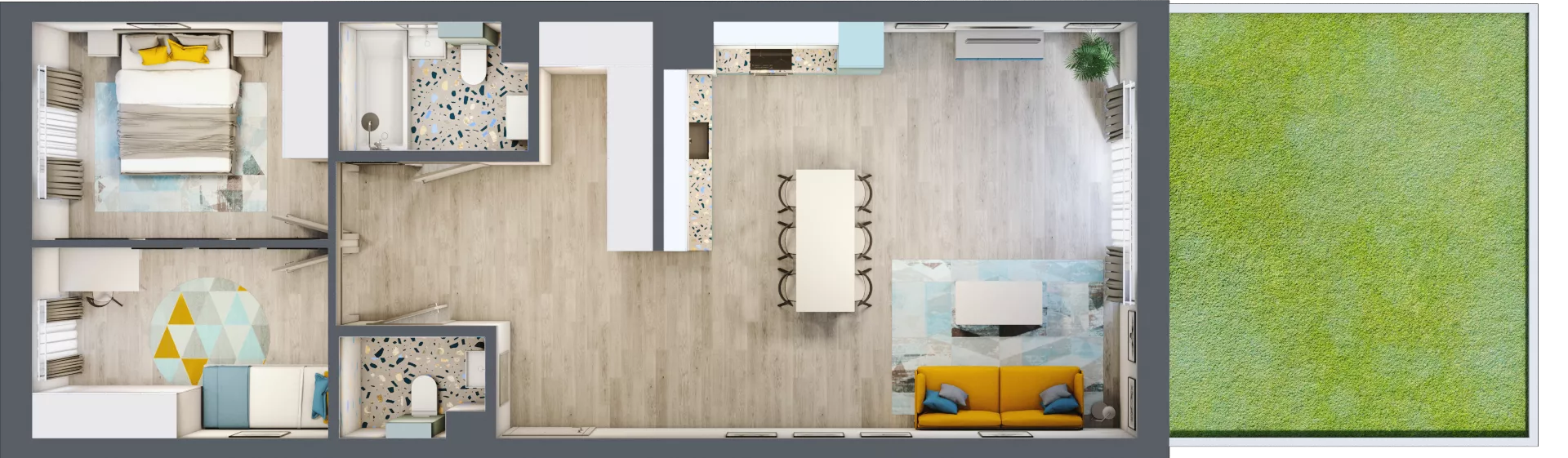 3 pokoje, mieszkanie 76,97 m², piętro 1, oferta nr 01.MB07, Artepolis, Łódź, Polesie, Stare Polesie, ul. Kasprzaka 1