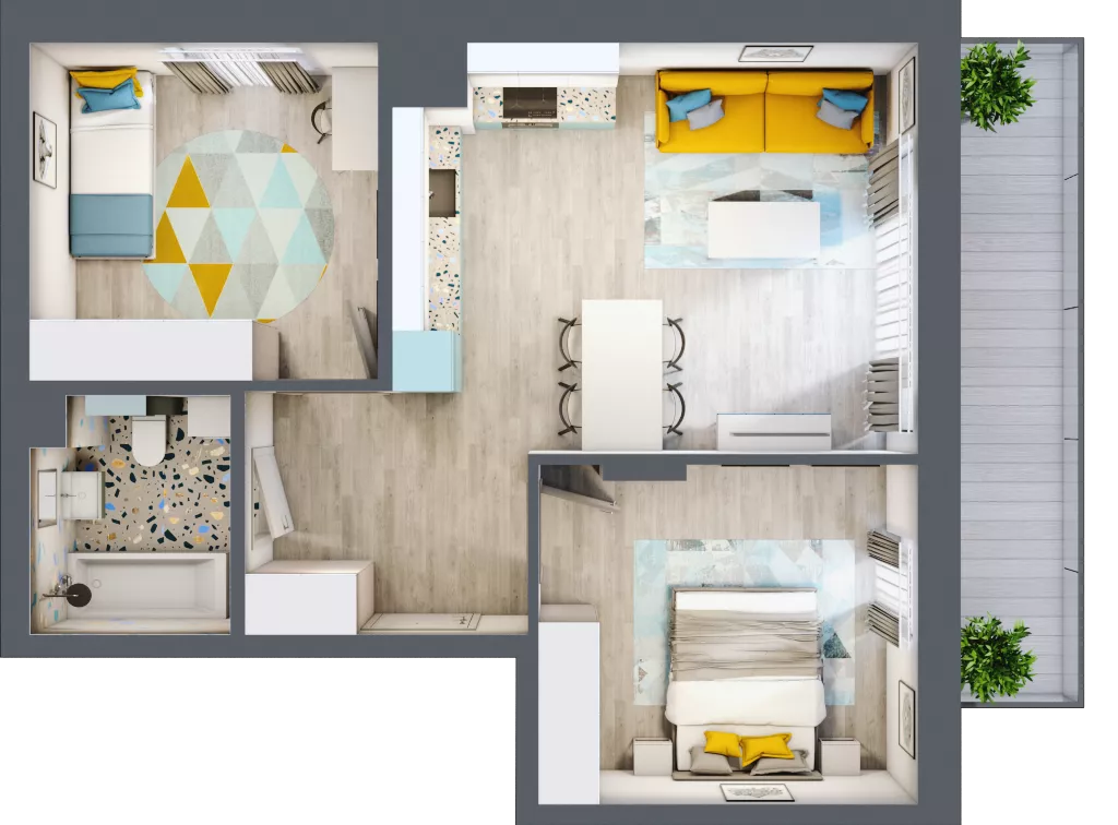 3 pokoje, mieszkanie 55,08 m², piętro 3, oferta nr 03.MB81, Artepolis, Łódź, Polesie, Stare Polesie, ul. Kasprzaka 1