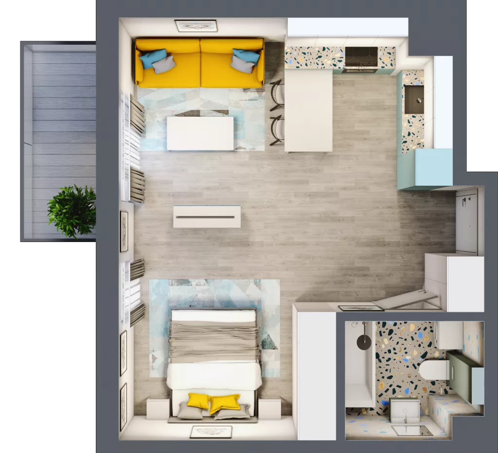 1 pokój, mieszkanie 37,87 m², piętro 7, oferta nr 07.MB107, Artepolis, Łódź, Polesie, Stare Polesie, ul. Kasprzaka 1