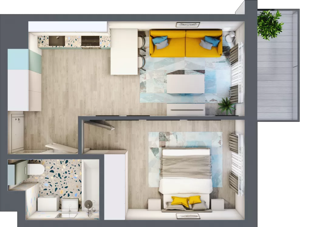 2 pokoje, mieszkanie 37,39 m², piętro 6, oferta nr 06.MB53, Artepolis, Łódź, Polesie, Stare Polesie, ul. Kasprzaka 1