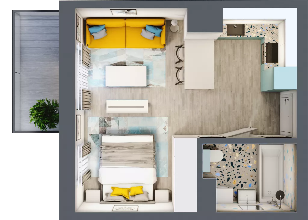 1 pokój, mieszkanie 30,00 m², piętro 1, oferta nr 01.MB04, Artepolis, Łódź, Polesie, Stare Polesie, ul. Kasprzaka 1