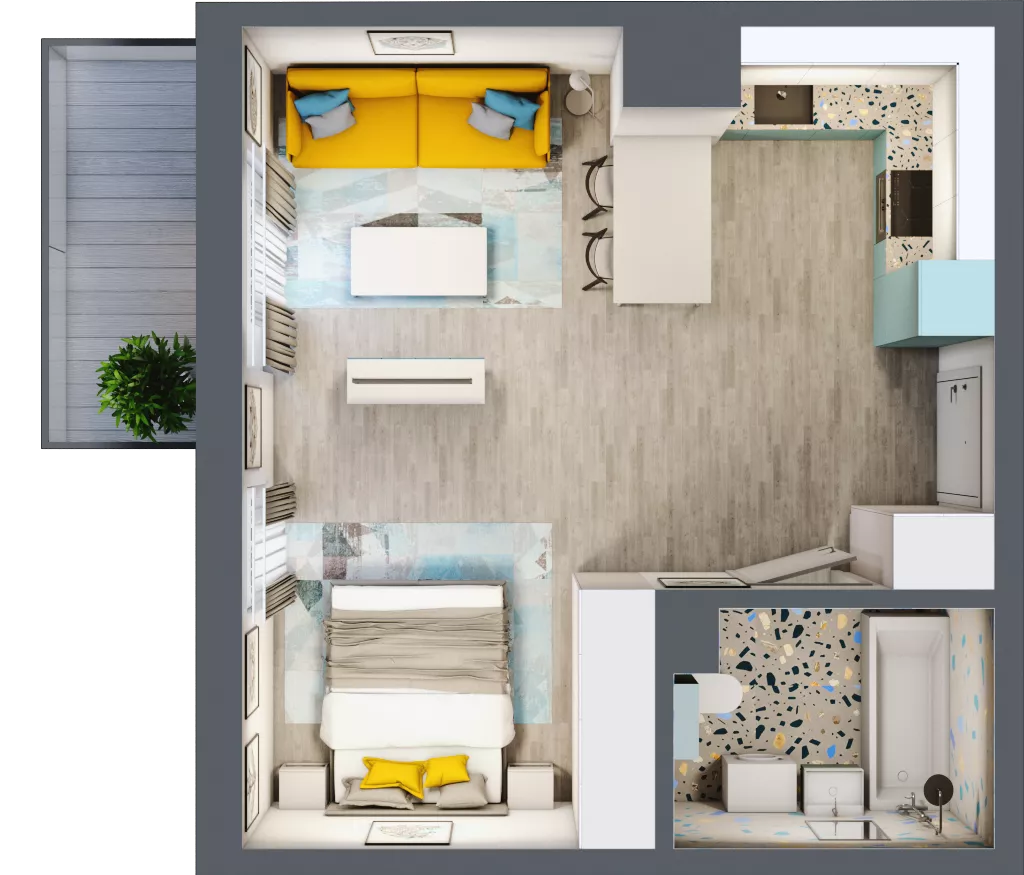 1 pokój, mieszkanie 37,47 m², piętro 7, oferta nr 07.MB56, Artepolis, Łódź, Polesie, Stare Polesie, ul. Kasprzaka 1