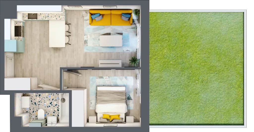 2 pokoje, mieszkanie 39,30 m², piętro 1, oferta nr 01.MB71, Artepolis, Łódź, Polesie, Stare Polesie, ul. Kasprzaka 1