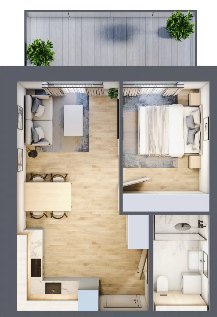 2 pokoje, apartament inwestycyjny 35,55 m², piętro 3, oferta nr A.309, Perłowa Przystań Kołobrzeg Etap 2, Kołobrzeg, Osiedle Nr 7 Ogrody, Strefa Uzdrowiska, ul. Kołłątaja