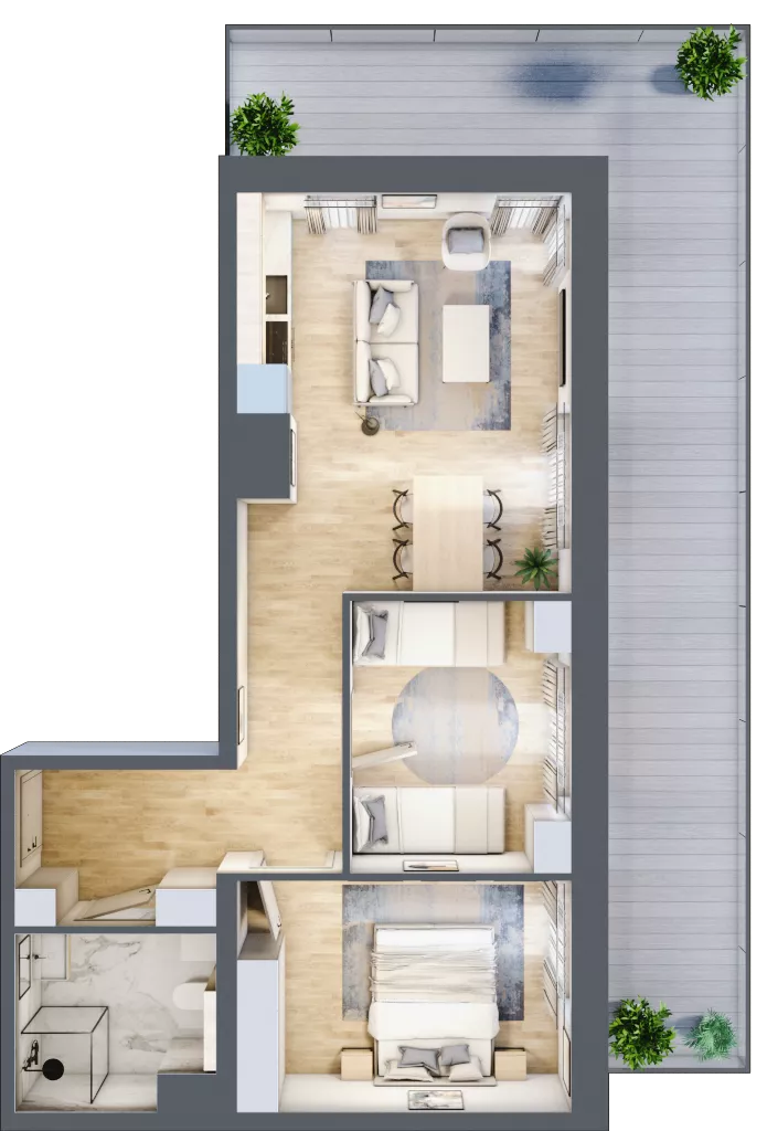 3 pokoje, apartament inwestycyjny 50,43 m², piętro 1, oferta nr A.114, Perłowa Przystań Kołobrzeg Etap 2, Kołobrzeg, Osiedle Nr 7 Ogrody, Strefa Uzdrowiska, ul. Kołłątaja