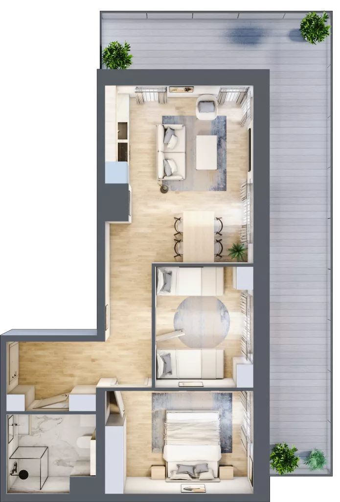 3 pokoje, apartament inwestycyjny 50,43 m², piętro 2, oferta nr A.214, Perłowa Przystań Kołobrzeg Etap 2, Kołobrzeg, Osiedle Nr 7 Ogrody, Strefa Uzdrowiska, ul. Kołłątaja