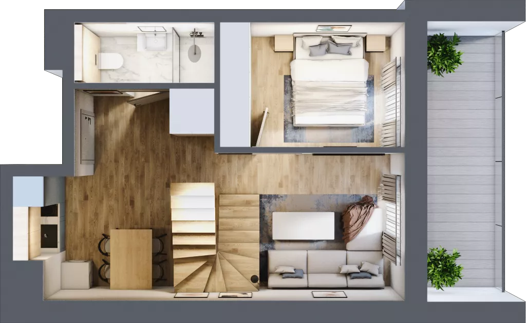 2 pokoje, apartament inwestycyjny 65,61 m², piętro 4, oferta nr C.403, Perłowa Przystań Sianożęty etap III, Sianożęty, ul. Sztormowa