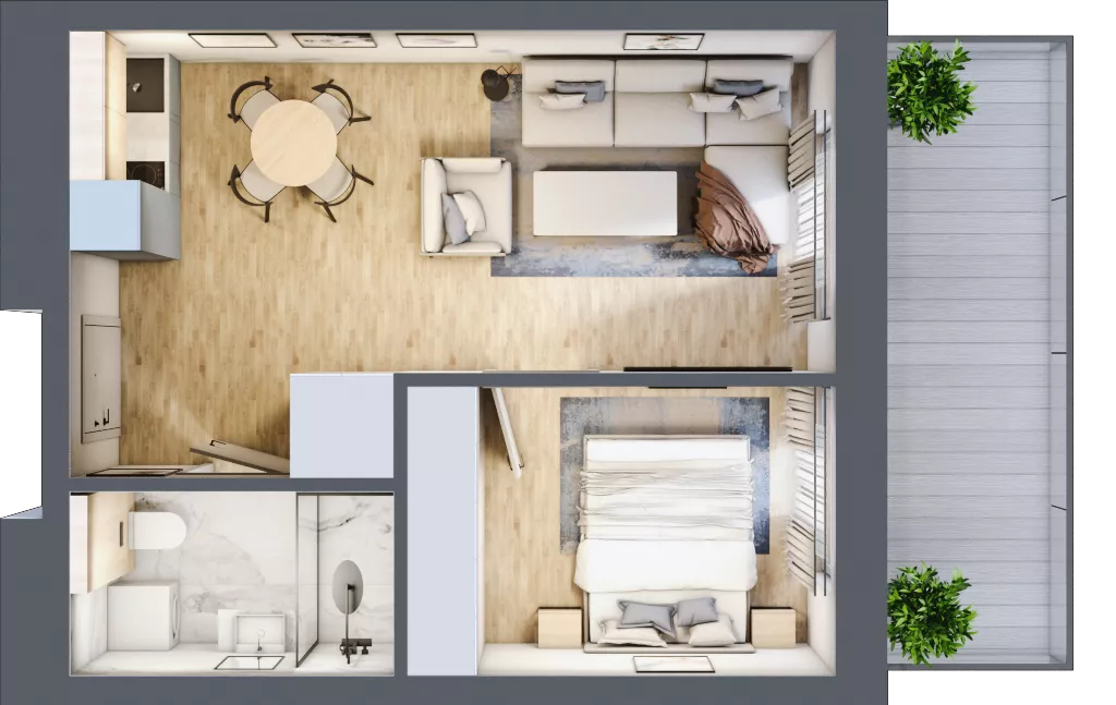 2 pokoje, apartament inwestycyjny 35,31 m², parter, oferta nr C.002, Perłowa Przystań Sianożęty etap III, Sianożęty, ul. Sztormowa