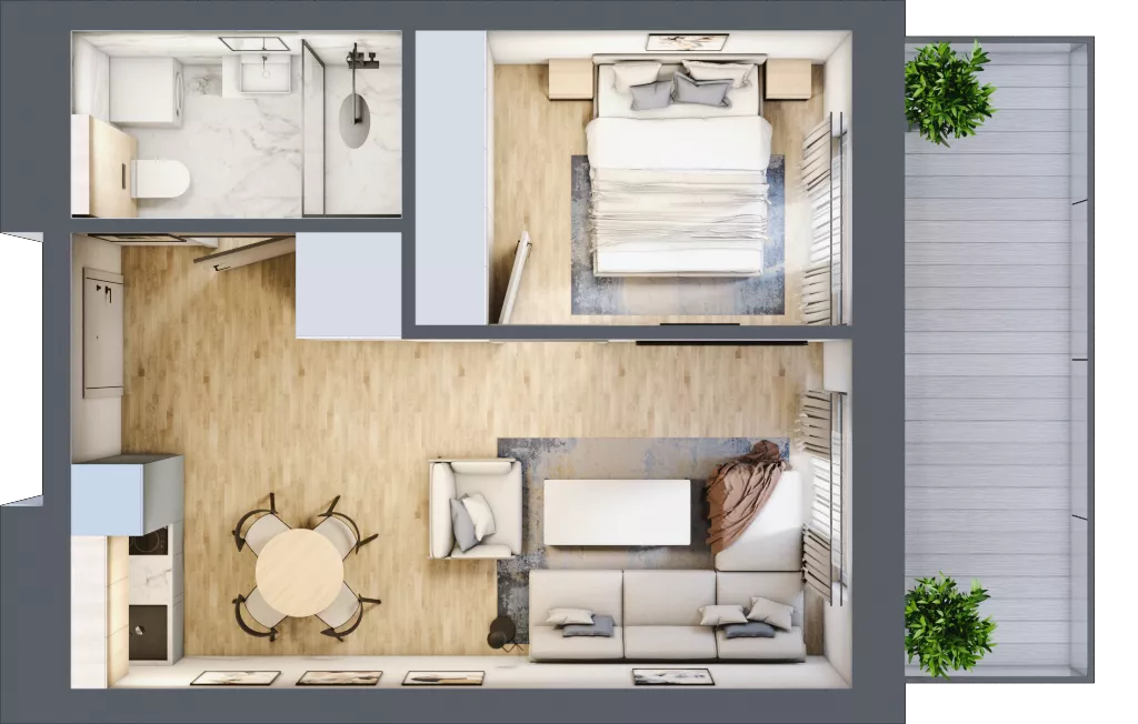 2 pokoje, mieszkanie 35,31 m², parter, oferta nr C.013, Perłowa Przystań Sianożęty etap III, Sianożęty, ul. Sztormowa