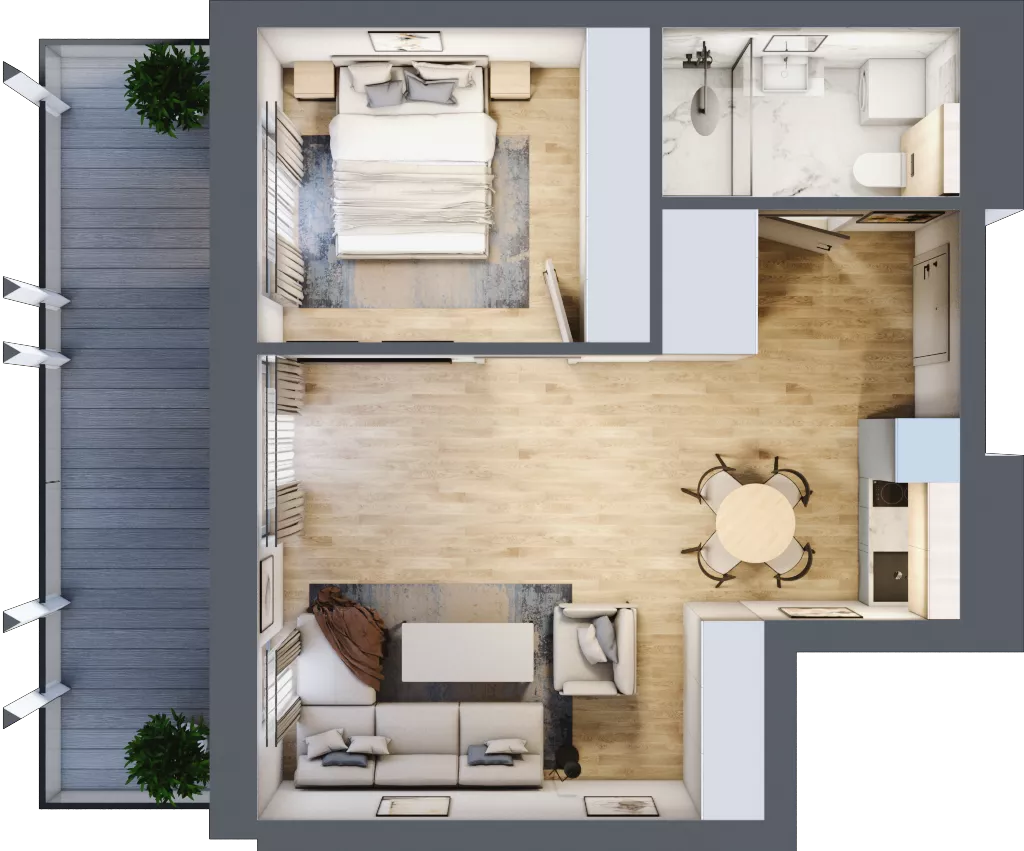 2 pokoje, apartament inwestycyjny 44,12 m², piętro 1, oferta nr C.107, Perłowa Przystań Sianożęty etap III, Sianożęty, ul. Sztormowa