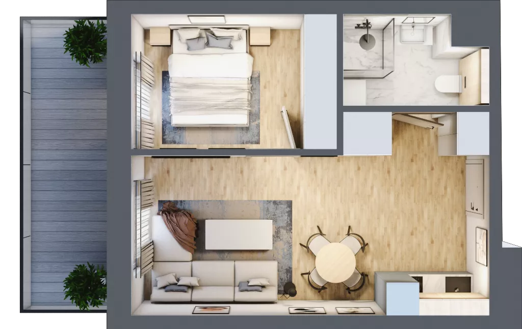 2 pokoje, apartament inwestycyjny 34,89 m², parter, oferta nr C.009, Perłowa Przystań Sianożęty etap III, Sianożęty, ul. Sztormowa