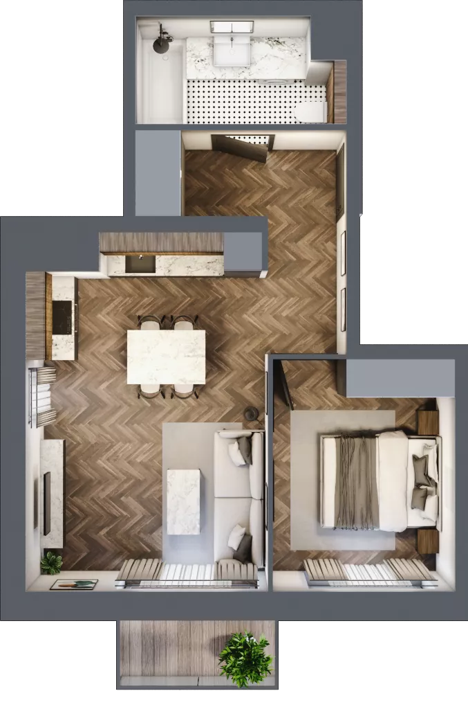 2 pokoje, mieszkanie 43,67 m², piętro 2, oferta nr 1/2/M7, Lechicka 65, Poznań, Piątkowo, ul. Lechicka 65