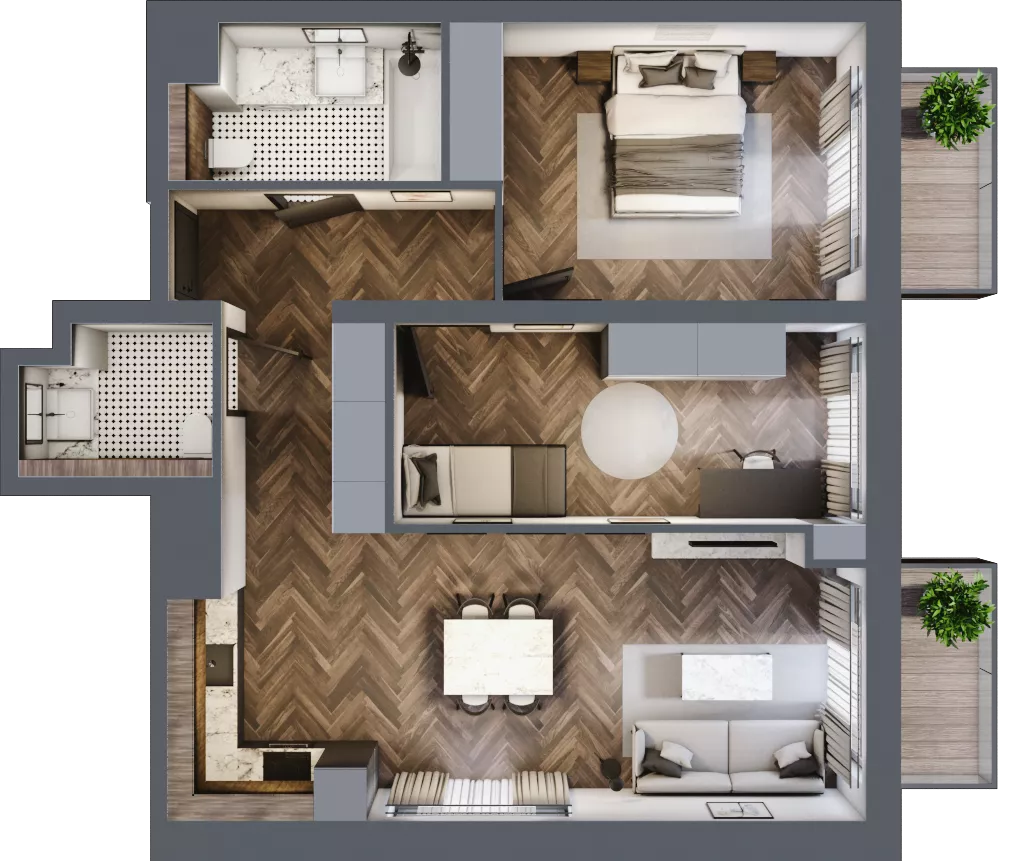 3 pokoje, mieszkanie 69,63 m², piętro 6, oferta nr 1/6/M6, Lechicka 65, Poznań, Piątkowo, ul. Lechicka 65