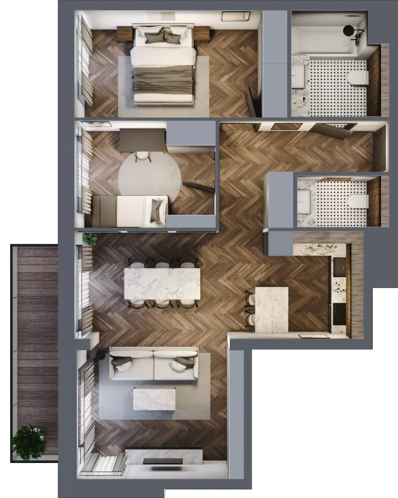 3 pokoje, mieszkanie 70,61 m², piętro 2, oferta nr 1/2/M8, Lechicka 65, Poznań, Piątkowo, ul. Lechicka 65