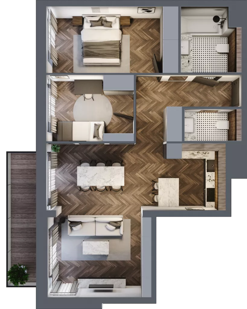 3 pokoje, mieszkanie 70,61 m², piętro 6, oferta nr 1/6/M8, Lechicka 65, Poznań, Piątkowo, ul. Lechicka 65