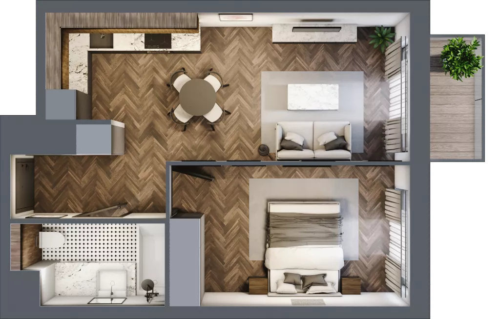 2 pokoje, mieszkanie 42,42 m², piętro 2, oferta nr 1/2/M3, Lechicka 65, Poznań, Piątkowo, ul. Lechicka 65