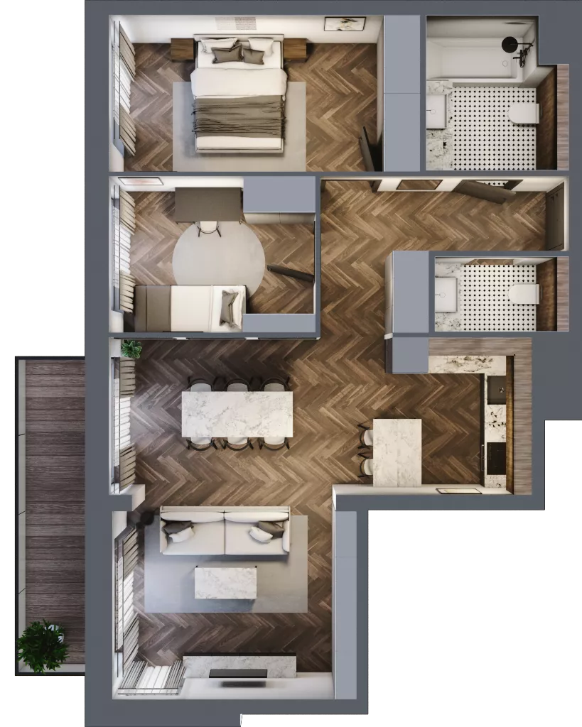 3 pokoje, mieszkanie 70,61 m², piętro 1, oferta nr 1/1/M8, Lechicka 65, Poznań, Piątkowo, ul. Lechicka 65