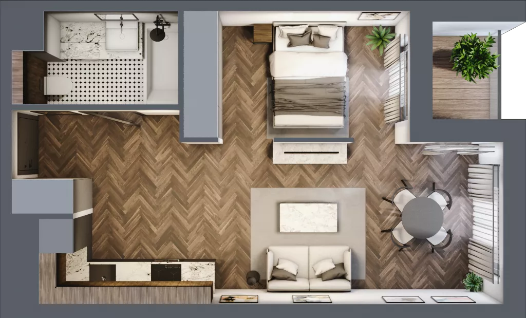 2 pokoje, mieszkanie 38,53 m², piętro 4, oferta nr 2.2/4/M2, Lechicka 65, Poznań, Piątkowo, ul. Lechicka 65