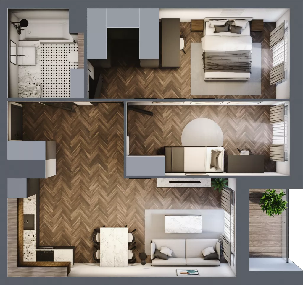 3 pokoje, mieszkanie 63,19 m², piętro 2, oferta nr 2.1/2/M8, Lechicka 65, Poznań, Piątkowo, ul. Lechicka 65