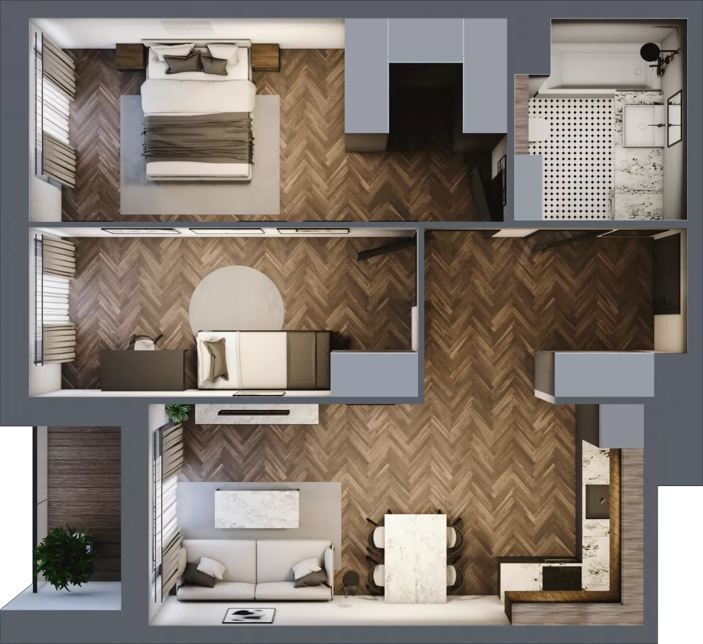 3 pokoje, mieszkanie 63,91 m², piętro 6, oferta nr 2.1/6/M7, Lechicka 65, Poznań, Piątkowo, ul. Lechicka 65