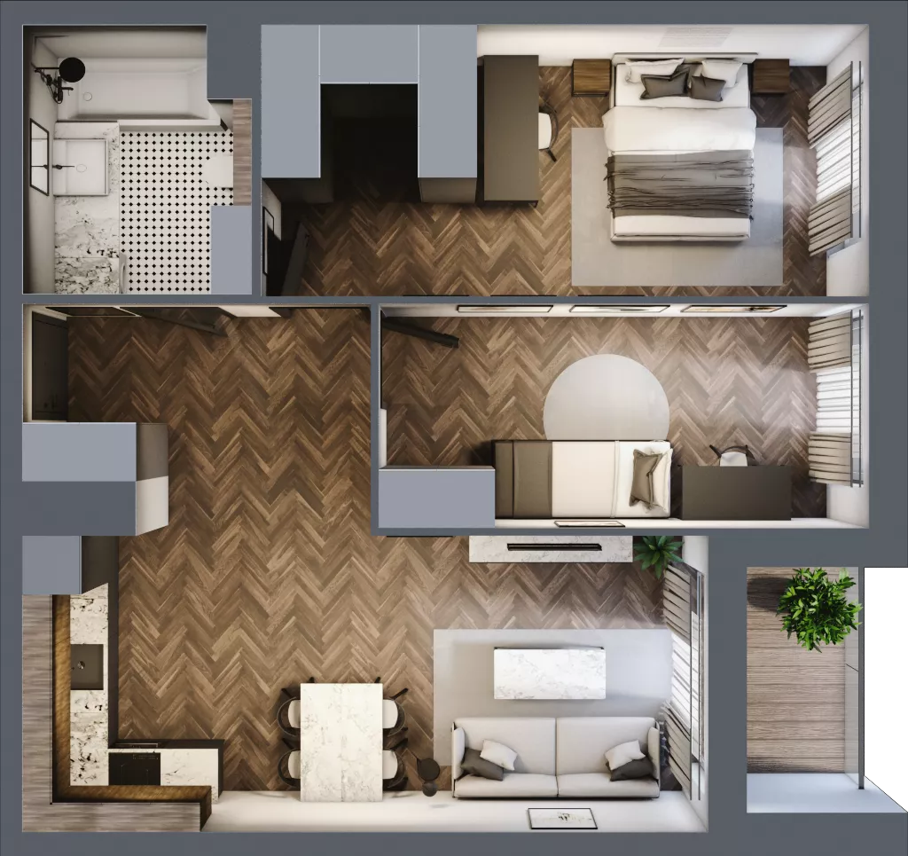 3 pokoje, mieszkanie 63,19 m², piętro 4, oferta nr 2.1/4/M8, Lechicka 65, Poznań, Piątkowo, ul. Lechicka 65