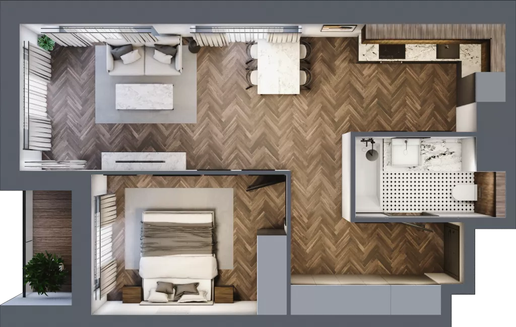 2 pokoje, mieszkanie 48,74 m², piętro 1, oferta nr 2.1/1/M3, Lechicka 65, Poznań, Piątkowo, ul. Lechicka 65