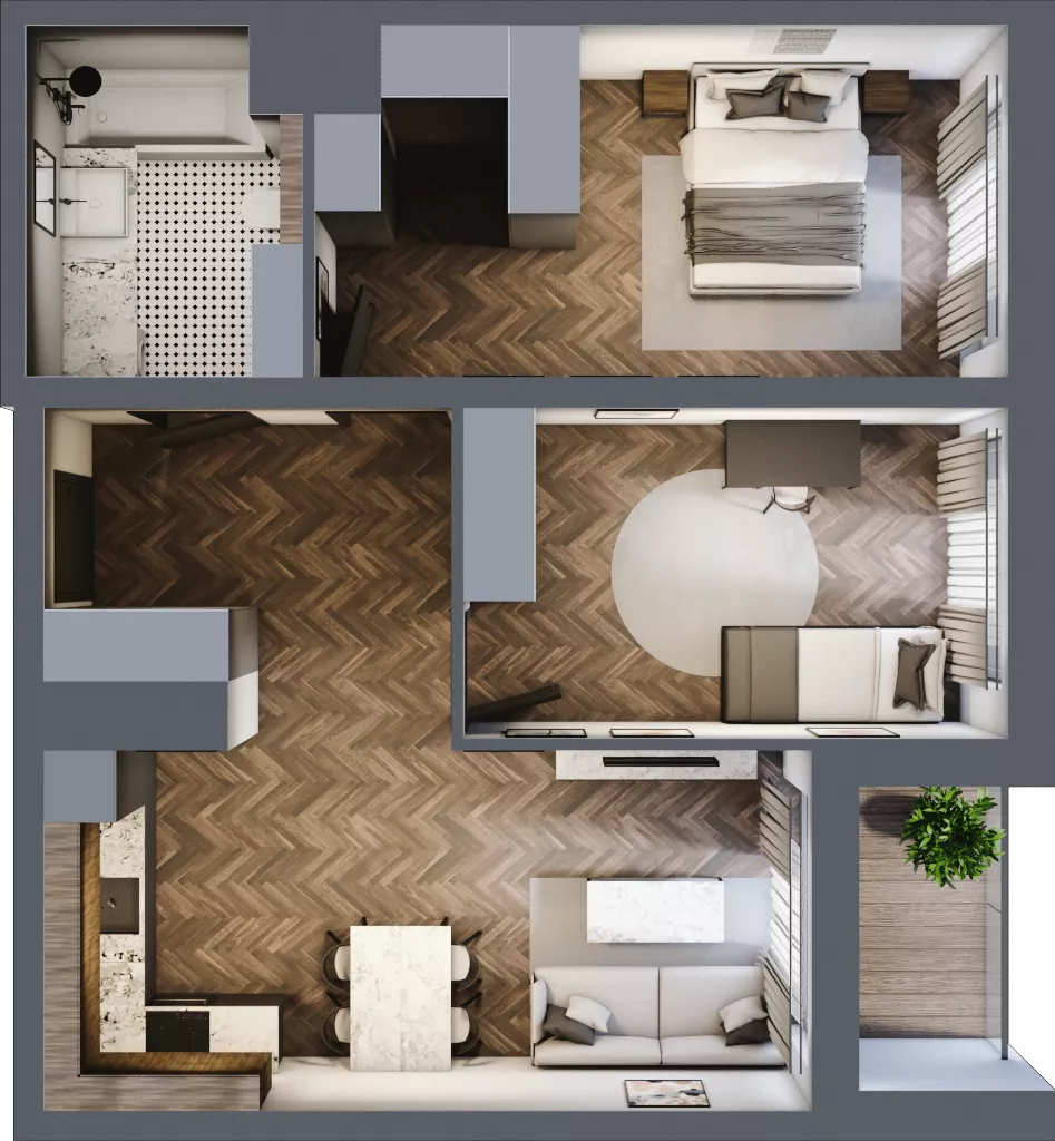 3 pokoje, mieszkanie 63,19 m², piętro 7, oferta nr 2.3/7/M2, Lechicka 65, Poznań, Piątkowo, ul. Lechicka 65