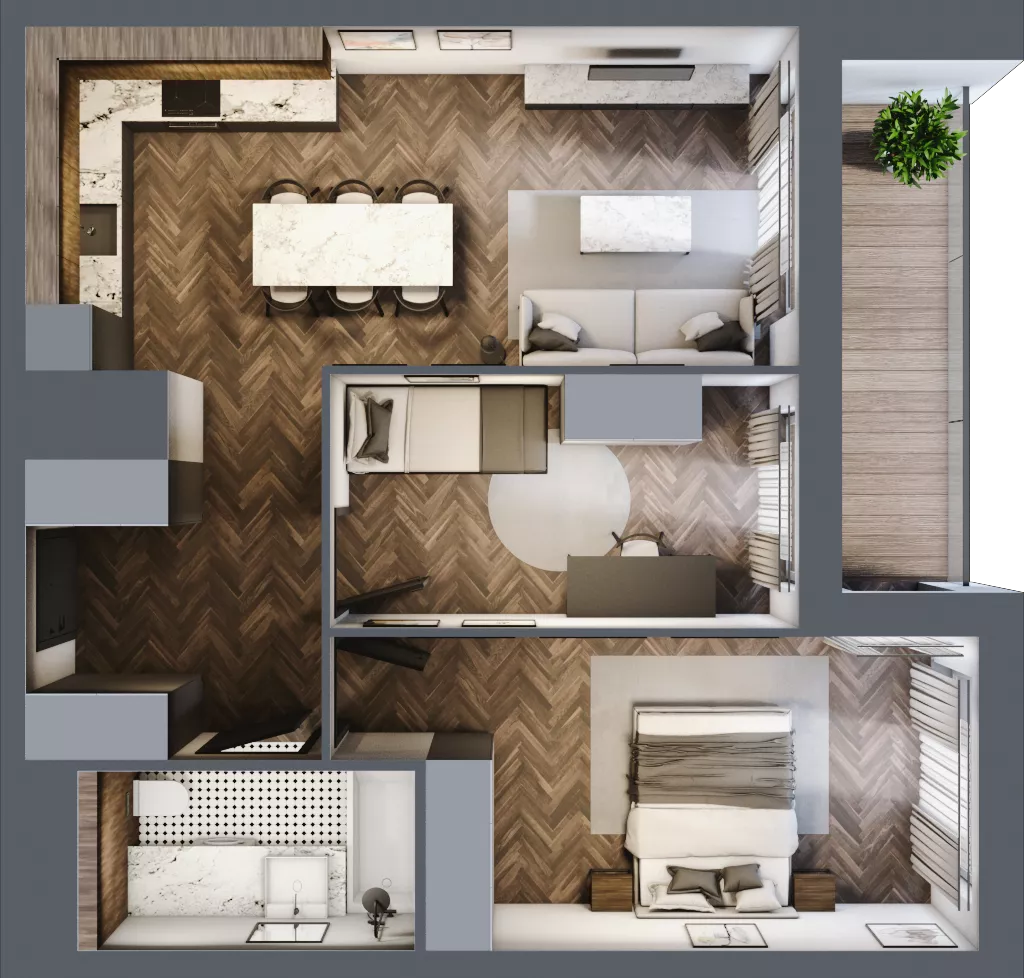 3 pokoje, mieszkanie 59,55 m², piętro 7, oferta nr 2.2/7/M6, Lechicka 65, Poznań, Piątkowo, ul. Lechicka 65