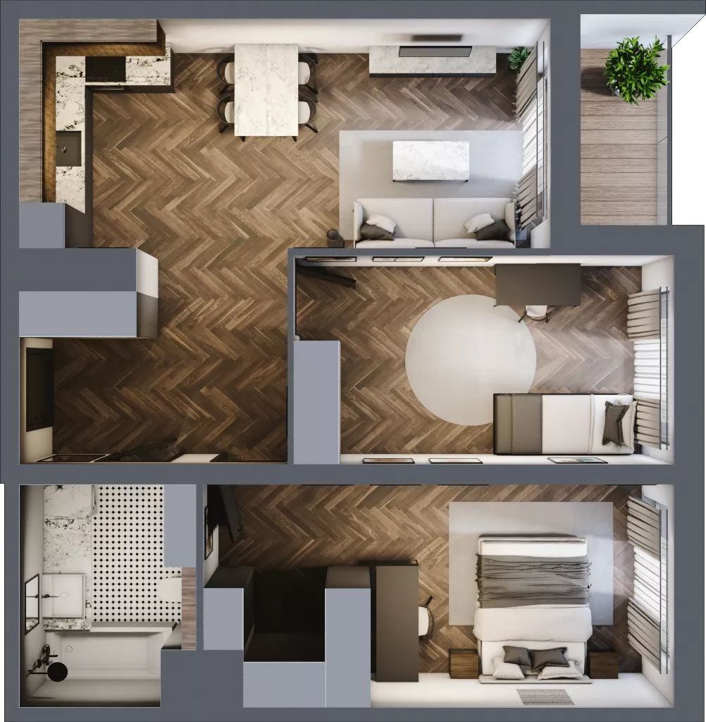 3 pokoje, mieszkanie 67,89 m², piętro 7, oferta nr 2.2/7/M7, Lechicka 65, Poznań, Piątkowo, ul. Lechicka 65