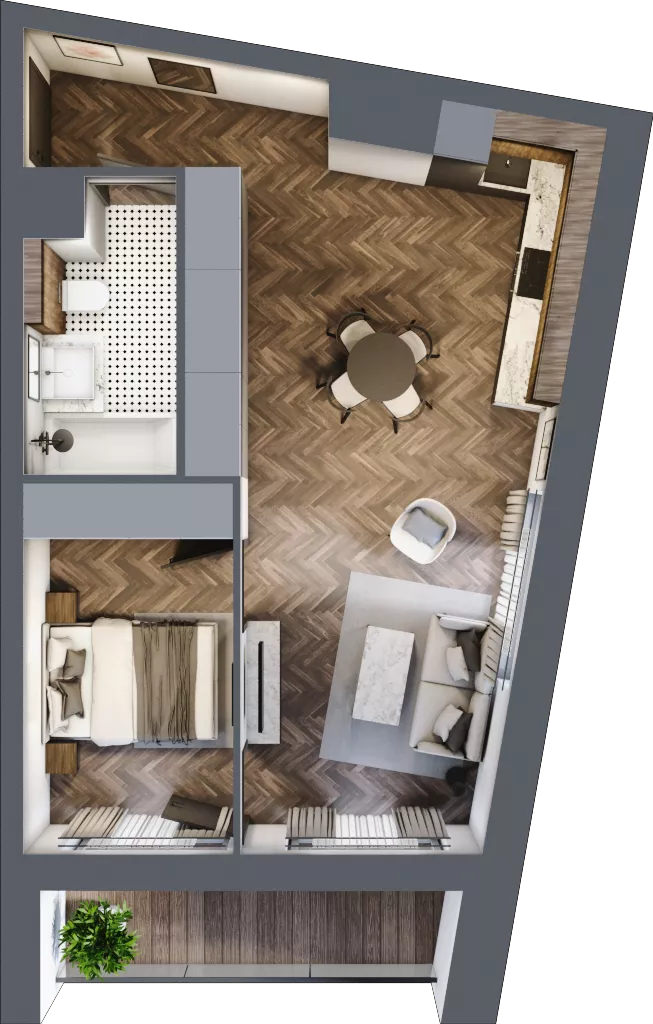 2 pokoje, mieszkanie 45,24 m², piętro 8, oferta nr 2.3/8/M3, Lechicka 65, Poznań, Piątkowo, ul. Lechicka 65