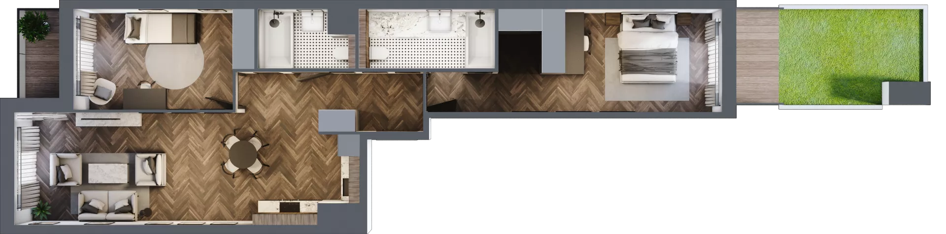 3 pokoje, mieszkanie 77,31 m², parter, oferta nr 2.3/0/M1, Lechicka 65, Poznań, Piątkowo, ul. Lechicka 65
