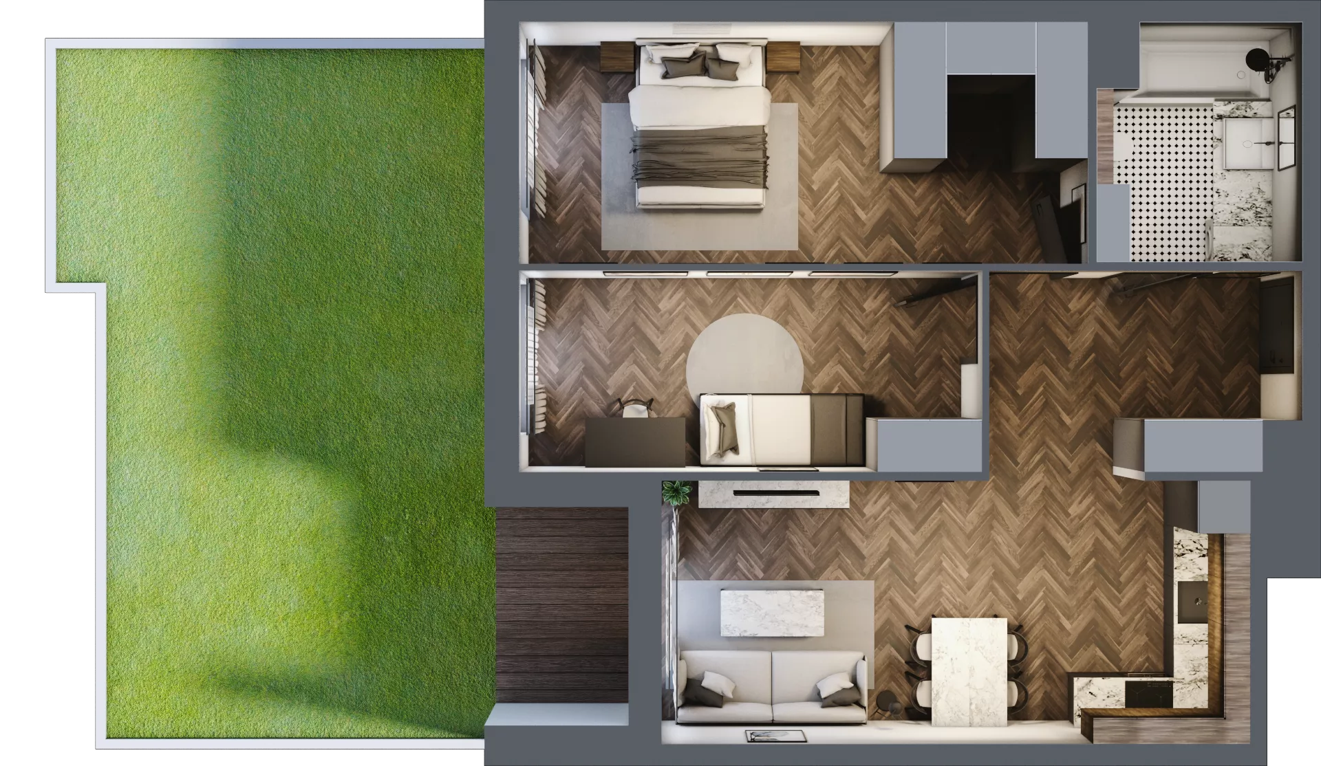 3 pokoje, mieszkanie 63,91 m², parter, oferta nr 2.1/0/M8, Lechicka 65, Poznań, Piątkowo, ul. Lechicka 65