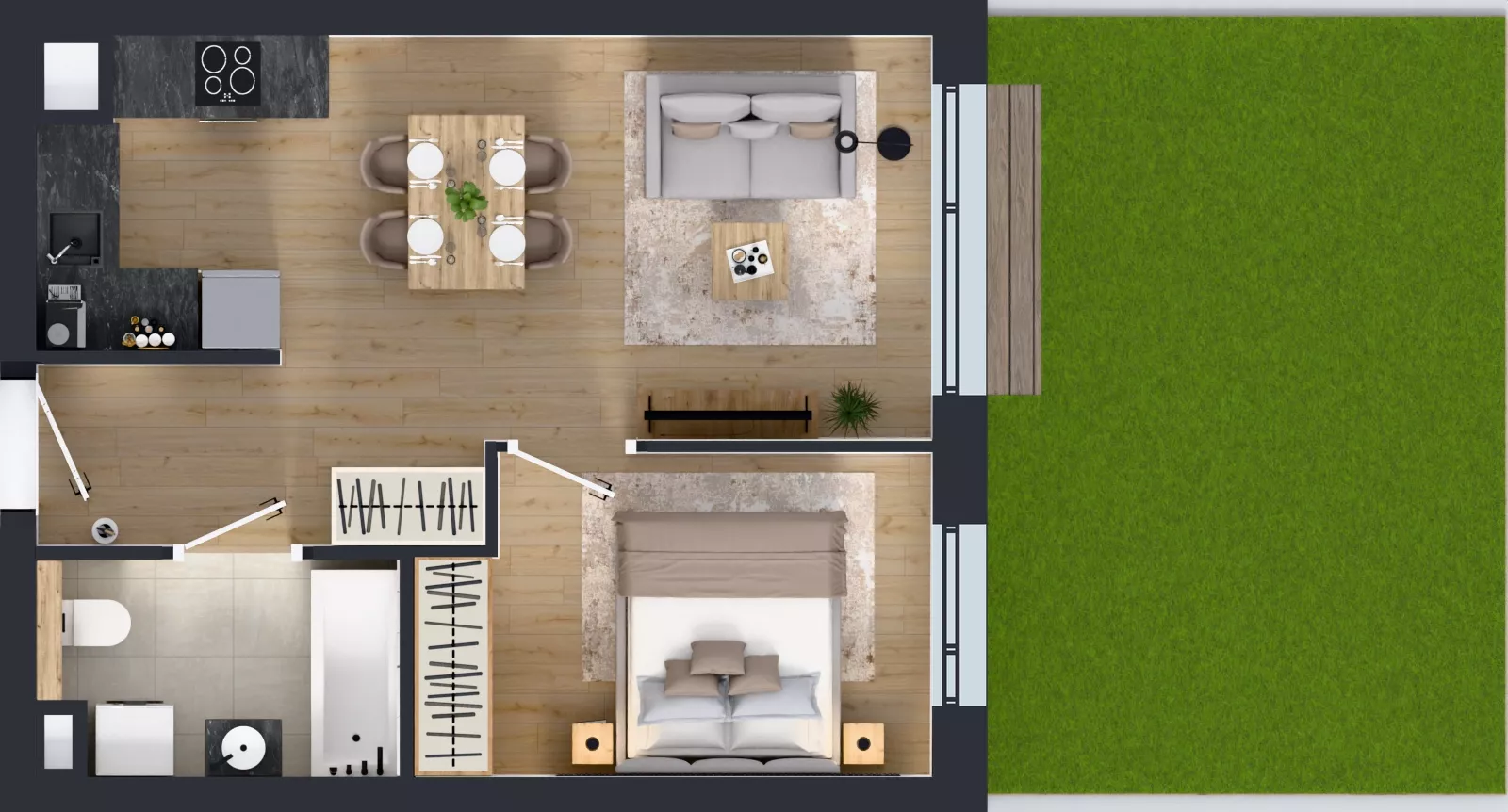 2 pokoje, mieszkanie 38,00 m², parter, oferta nr A.2.1.02, Botanika Skierniewice, Skierniewice, Aleja Macieja Rataja 18