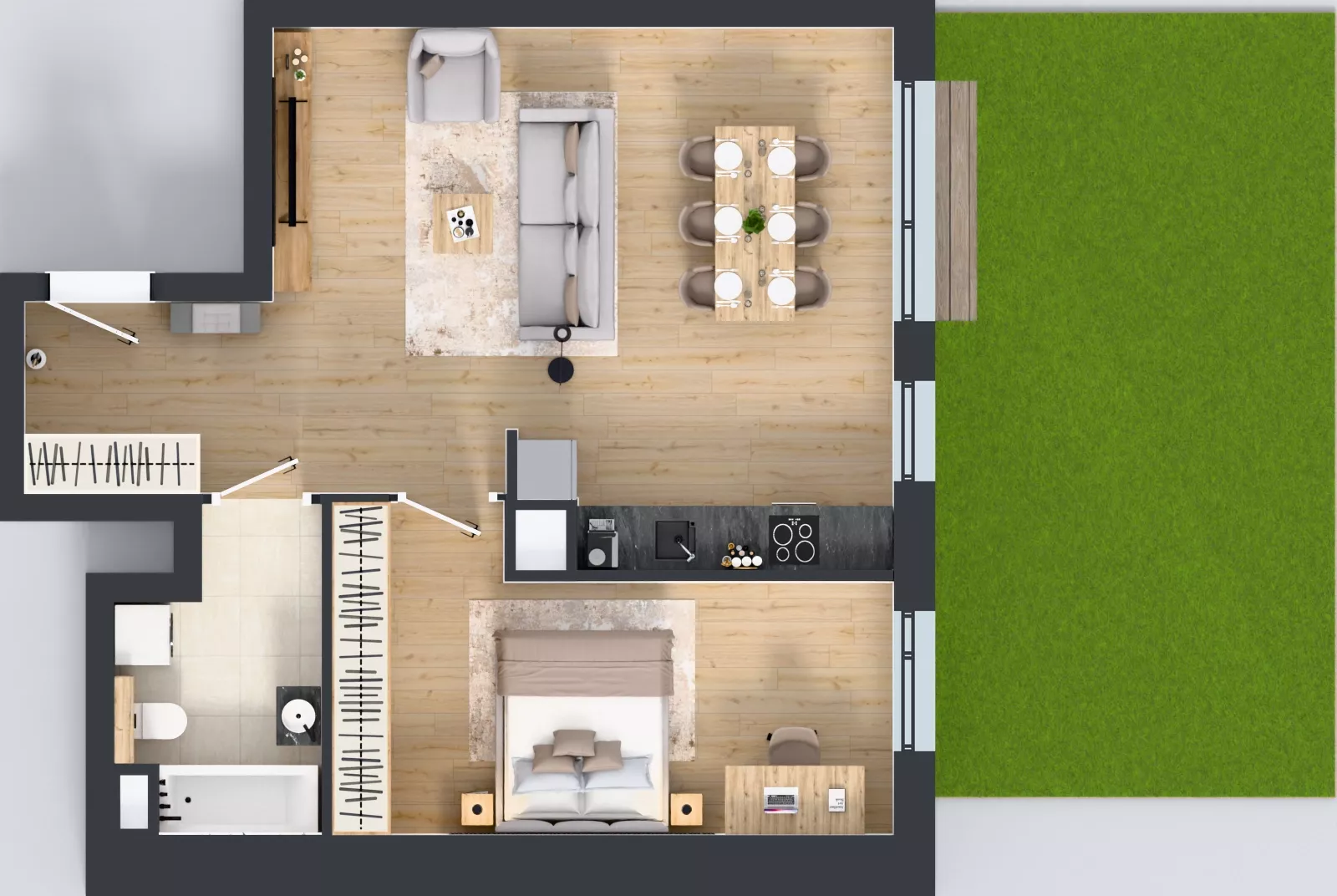 2 pokoje, mieszkanie 57,52 m², parter, oferta nr A.3.1.02, Botanika Skierniewice, Skierniewice, Aleja Macieja Rataja 18