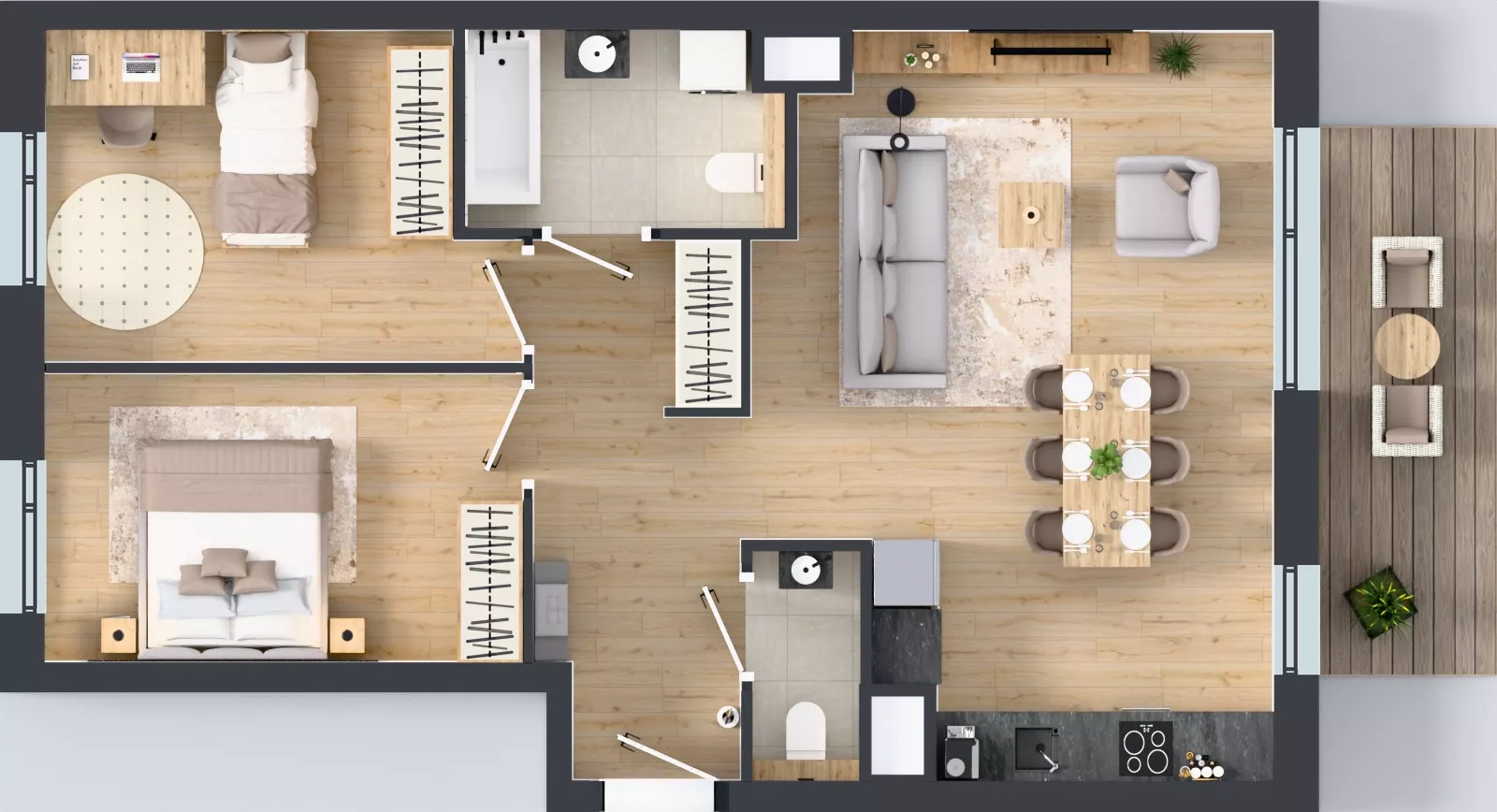 3 pokoje, mieszkanie 68,98 m², piętro 1, oferta nr A.1.2.04, Botanika Skierniewice, Skierniewice, Aleja Macieja Rataja 18