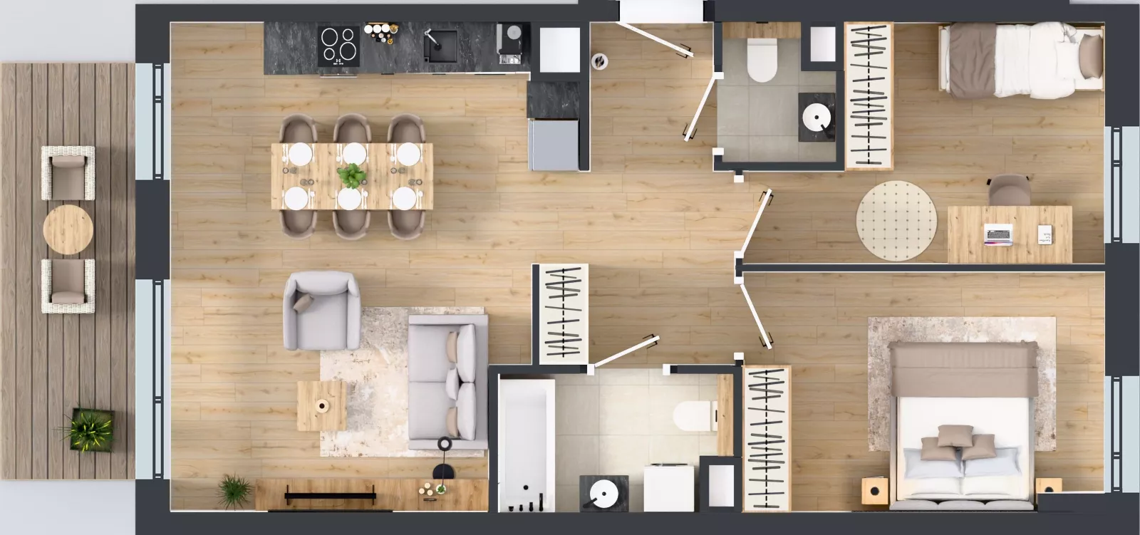 3 pokoje, mieszkanie 63,43 m², piętro 1, oferta nr A.2.2.01, Botanika Skierniewice, Skierniewice, Aleja Macieja Rataja 18