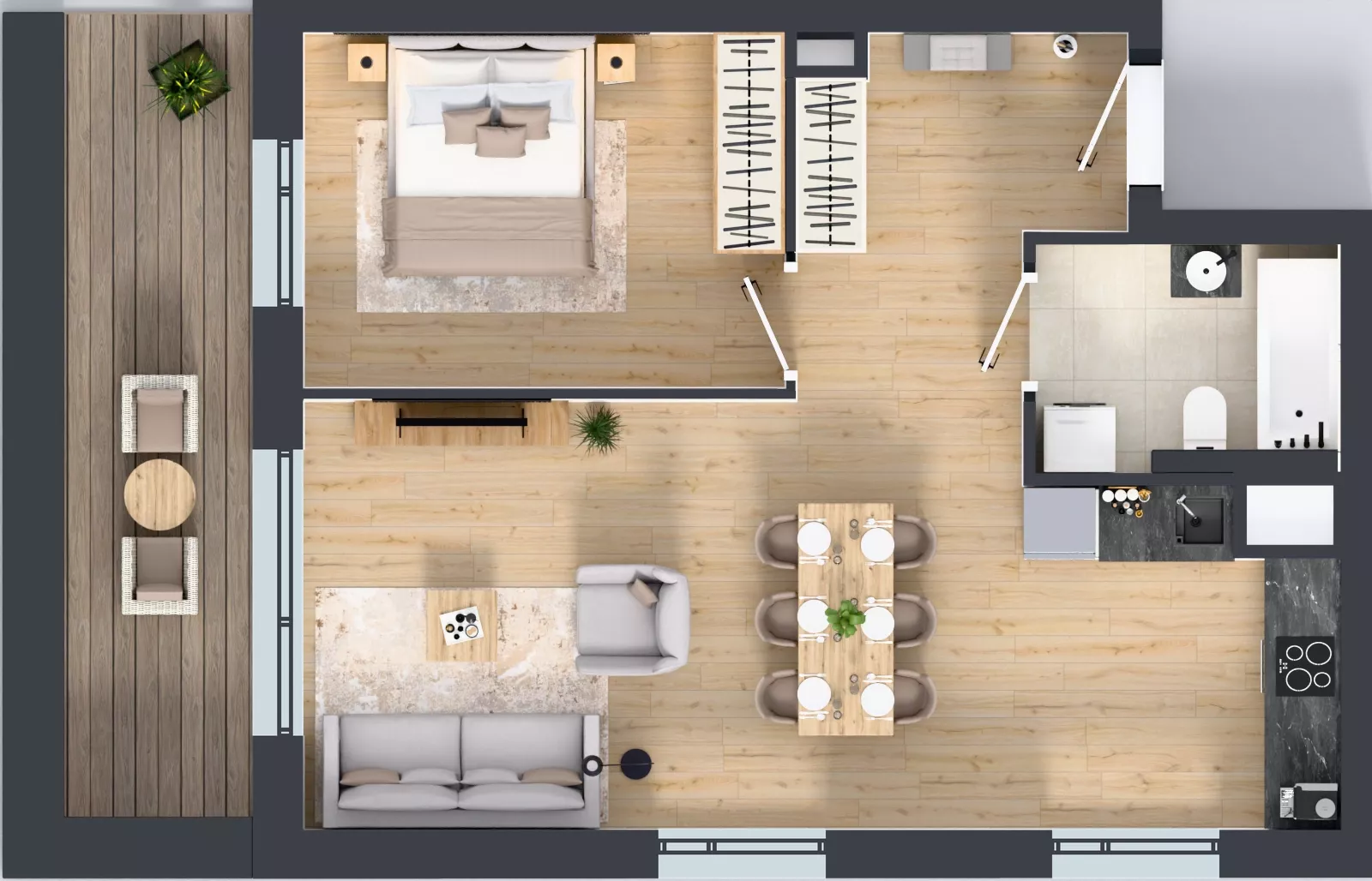 2 pokoje, mieszkanie 53,16 m², piętro 1, oferta nr A.2.2.03, Botanika Skierniewice, Skierniewice, Aleja Macieja Rataja 18