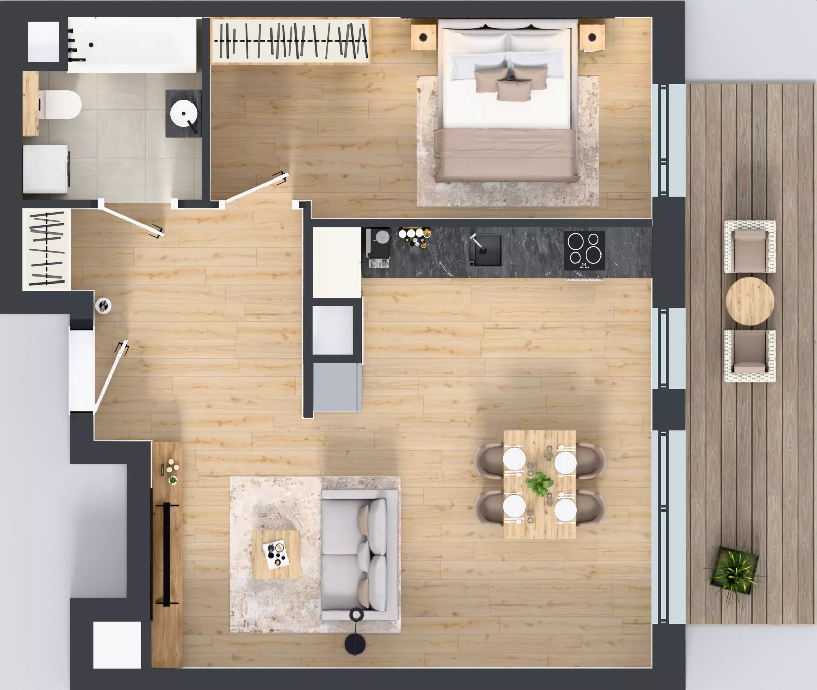 2 pokoje, mieszkanie 54,83 m², piętro 1, oferta nr A.2.2.08, Botanika Skierniewice, Skierniewice, Aleja Macieja Rataja 18