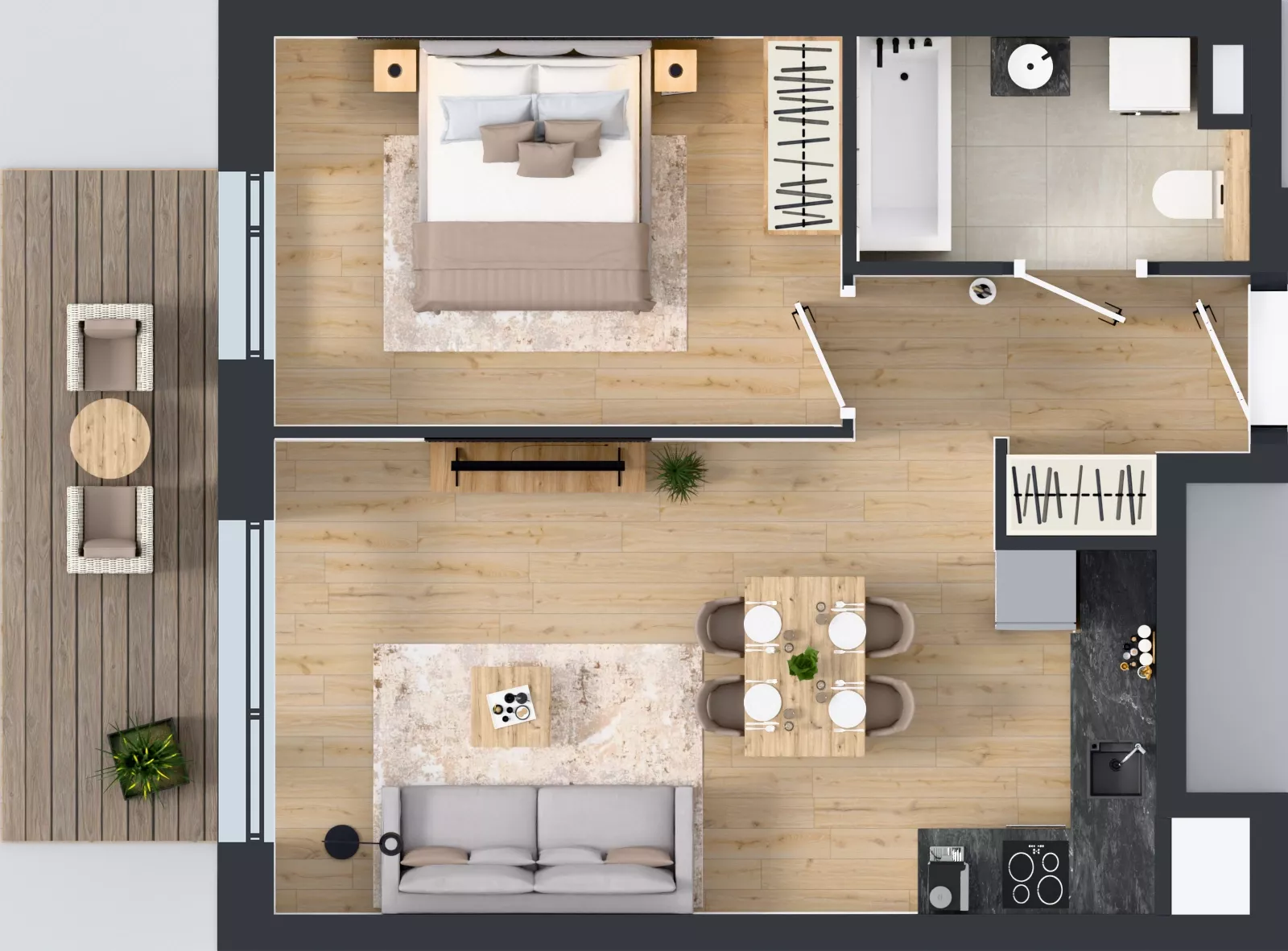 2 pokoje, mieszkanie 43,92 m², piętro 1, oferta nr A.4.2.04, Botanika Skierniewice, Skierniewice, Aleja Macieja Rataja 18