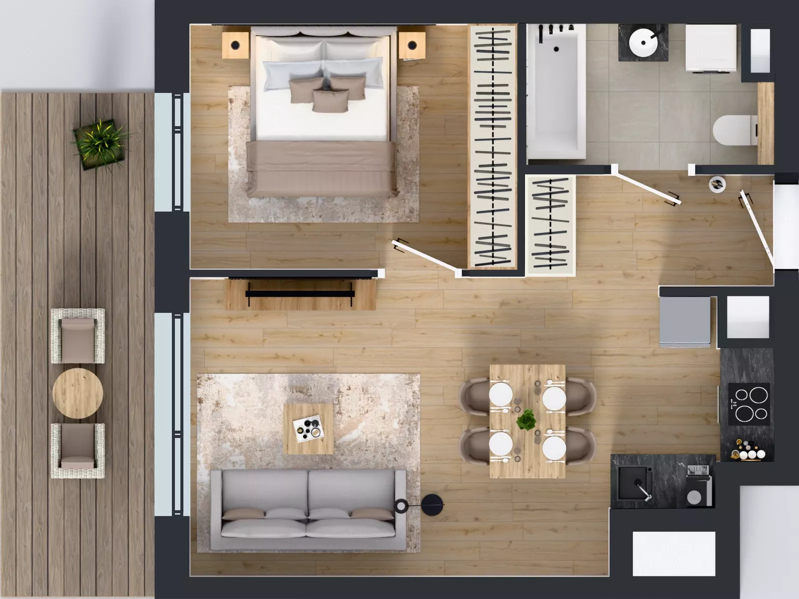 2 pokoje, mieszkanie 41,59 m², piętro 3, oferta nr A.2.4.03, Botanika Skierniewice, Skierniewice, Aleja Macieja Rataja 18