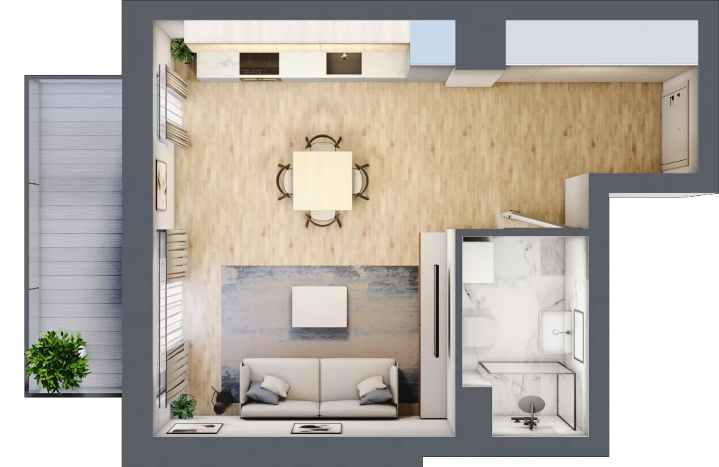 1 pokój, mieszkanie 34,18 m², piętro 4, oferta nr A.4.5.02, Botanika Skierniewice, Skierniewice, Aleja Macieja Rataja 18