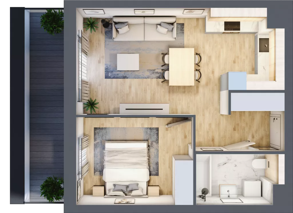 2 pokoje, mieszkanie 43,53 m², piętro 1, oferta nr A.3.2.06, Botanika Skierniewice, Skierniewice, Aleja Macieja Rataja 18