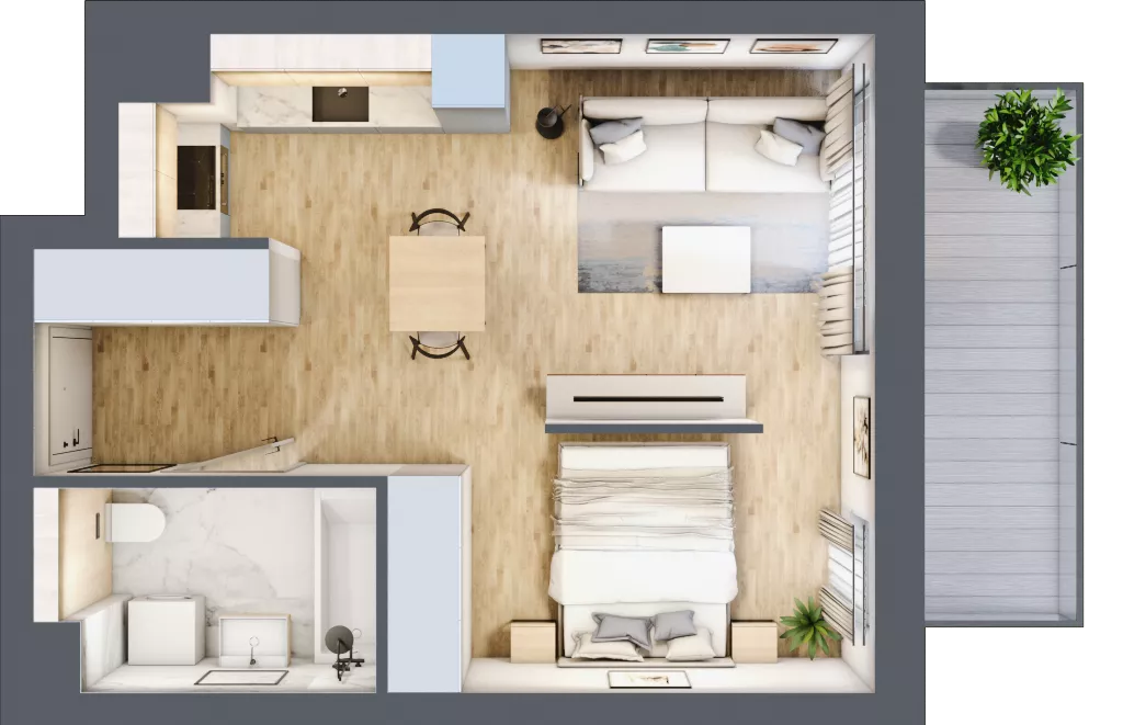 1 pokój, mieszkanie 34,89 m², piętro 4, oferta nr A.3.5.01, Botanika Skierniewice, Skierniewice, Aleja Macieja Rataja 18