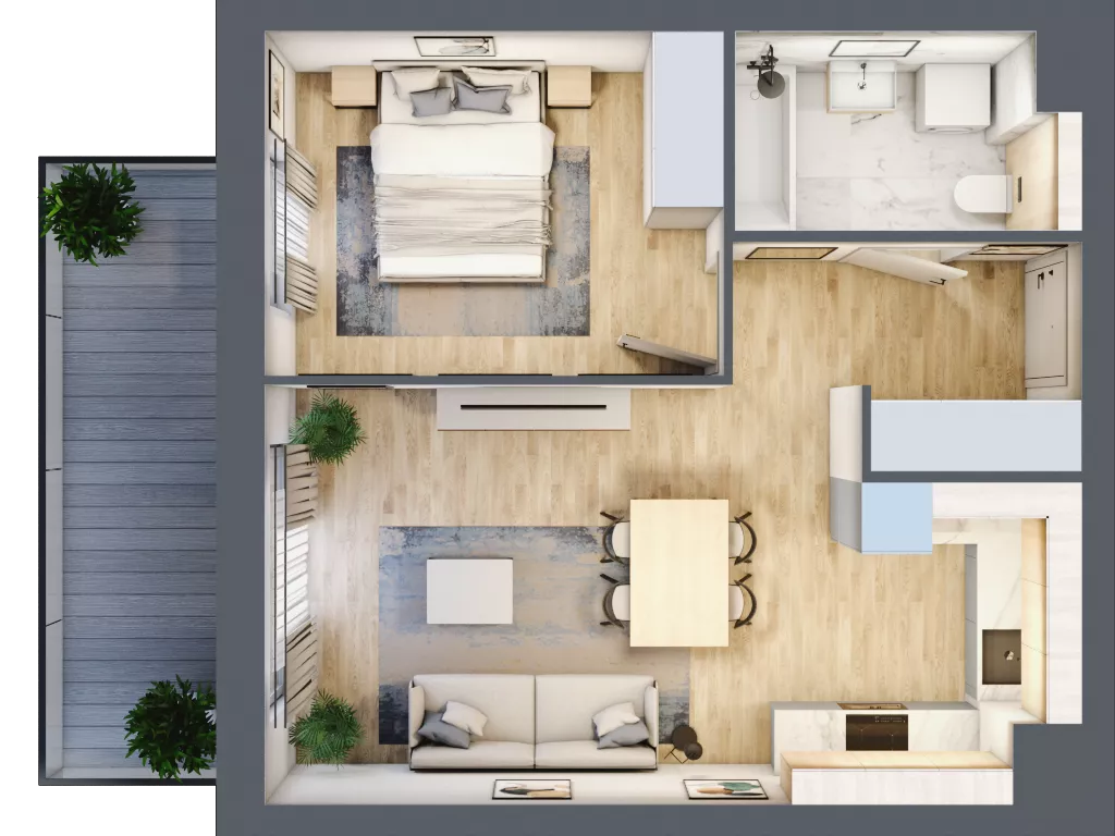 2 pokoje, mieszkanie 43,53 m², piętro 5, oferta nr A.3.6.05, Botanika Skierniewice, Skierniewice, Aleja Macieja Rataja 18