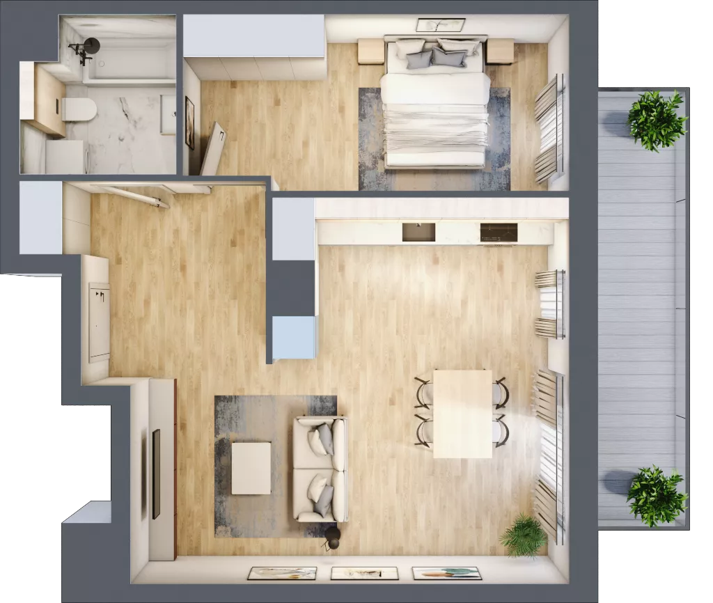 2 pokoje, mieszkanie 54,83 m², piętro 7, oferta nr A.2.8.05, Botanika Skierniewice, Skierniewice, Aleja Macieja Rataja 18