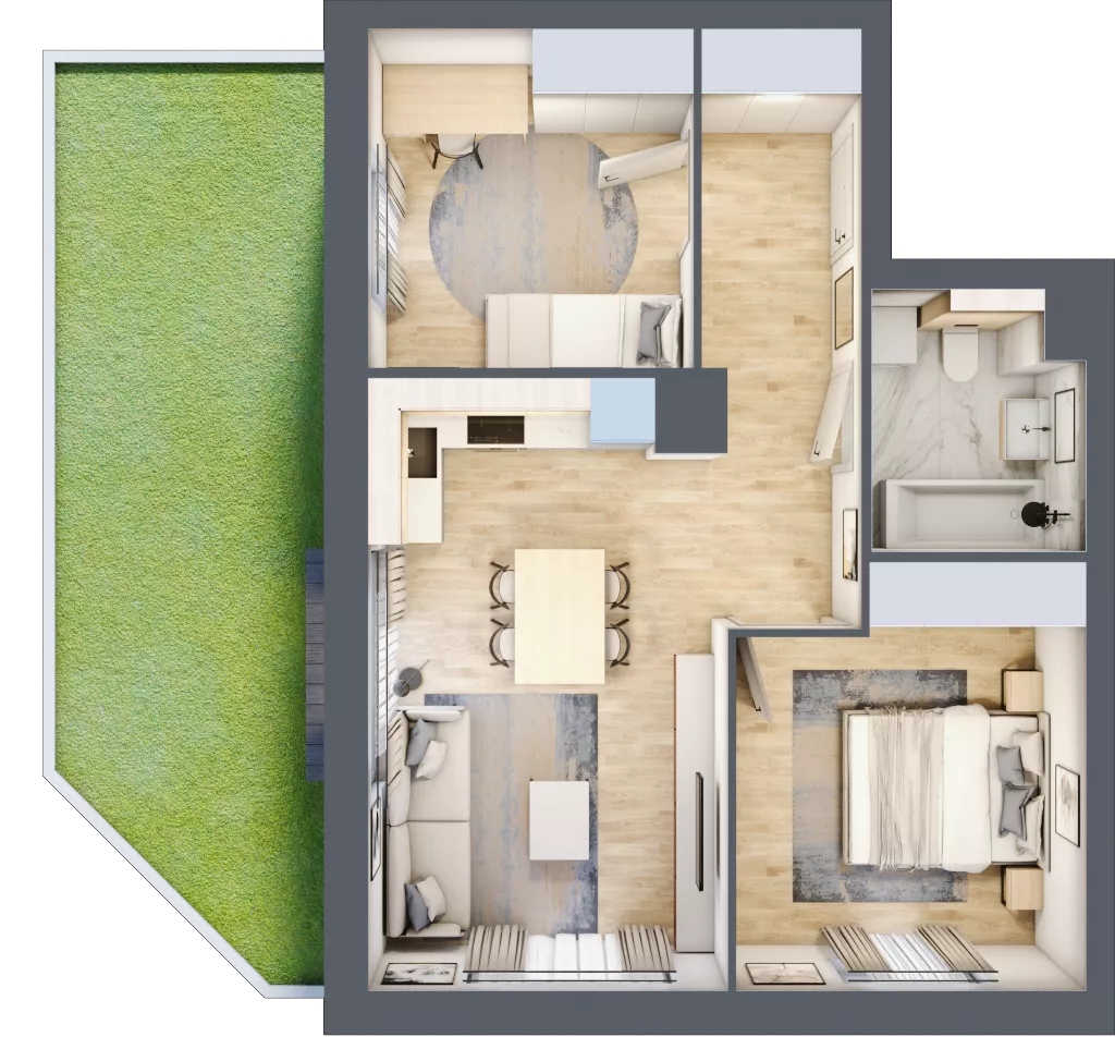 3 pokoje, mieszkanie 52,68 m², parter, oferta nr A.1.1.02, Botanika Skierniewice, Skierniewice, Aleja Macieja Rataja 18