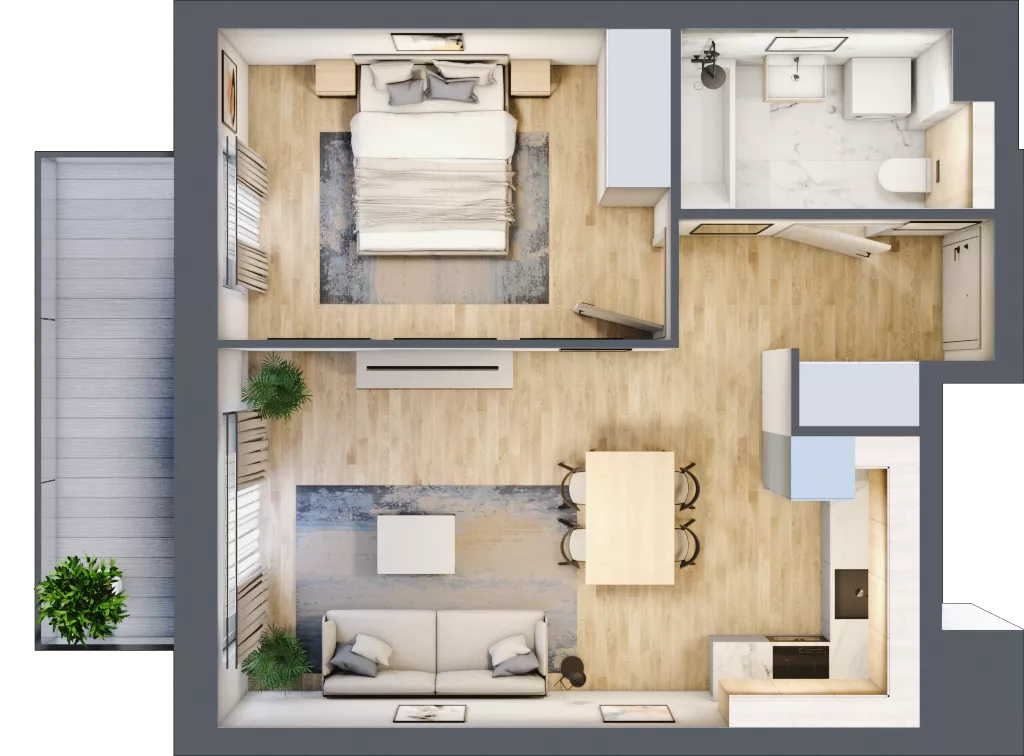 2 pokoje, mieszkanie 43,92 m², piętro 3, oferta nr A.4.4.04, Botanika Skierniewice, Skierniewice, Aleja Macieja Rataja 18