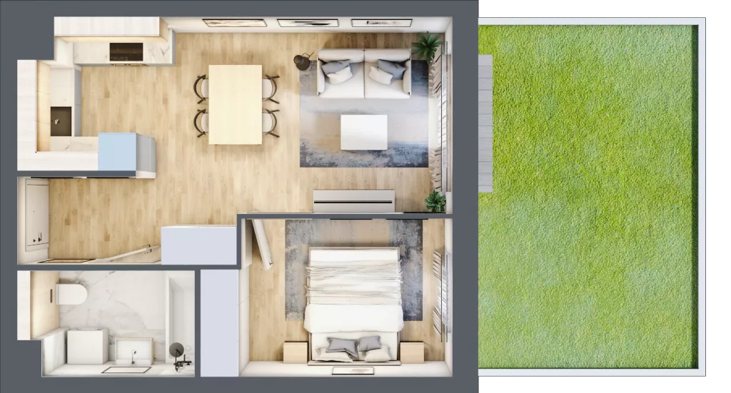 2 pokoje, mieszkanie 38,00 m², parter, oferta nr A.2.1.02, Botanika Skierniewice, Skierniewice, Aleja Macieja Rataja 18